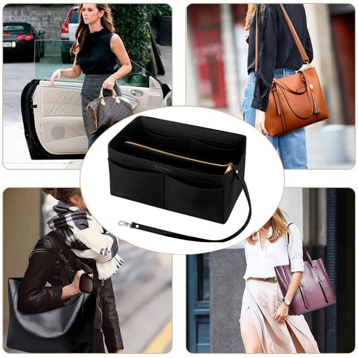 Women’s Handbag Organizer Felt Travel Insert Makeup Pouch - Image 9