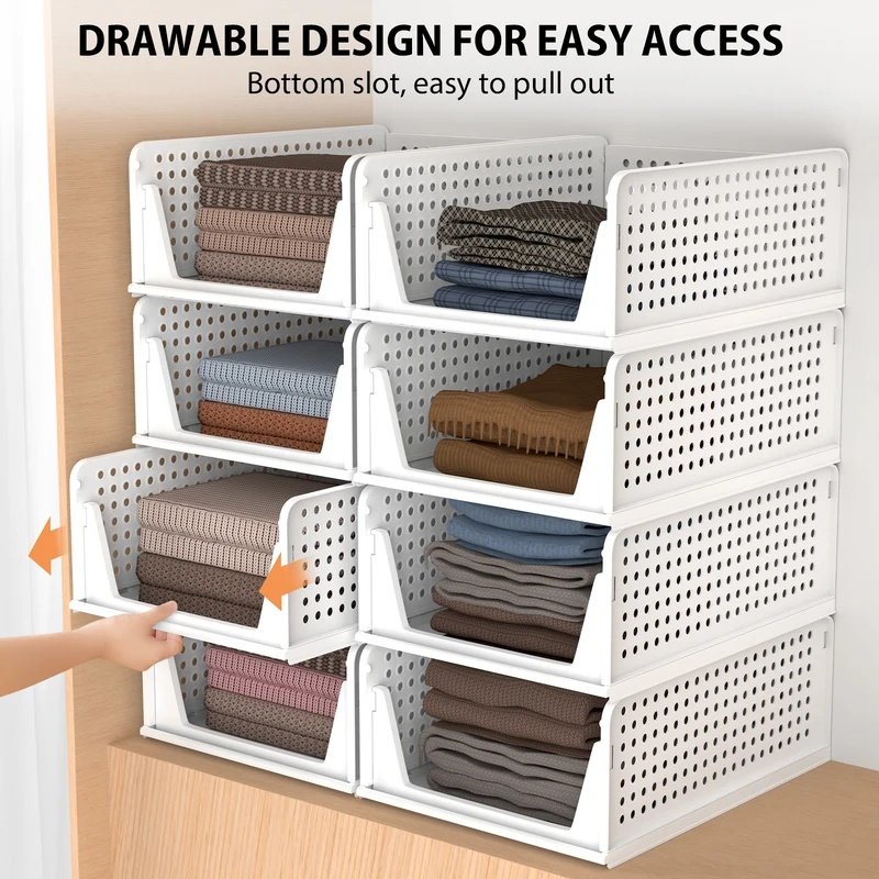 4-Pack Stackable Wardrobe & Clothes Storage Organisers