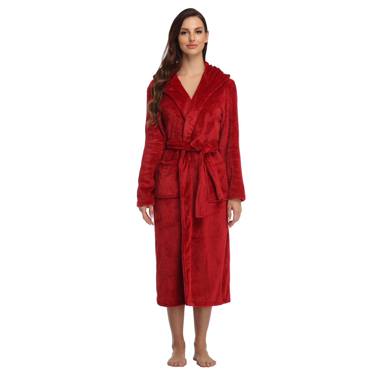 Women’s Plush Fleece Hooded Robe - Image 4