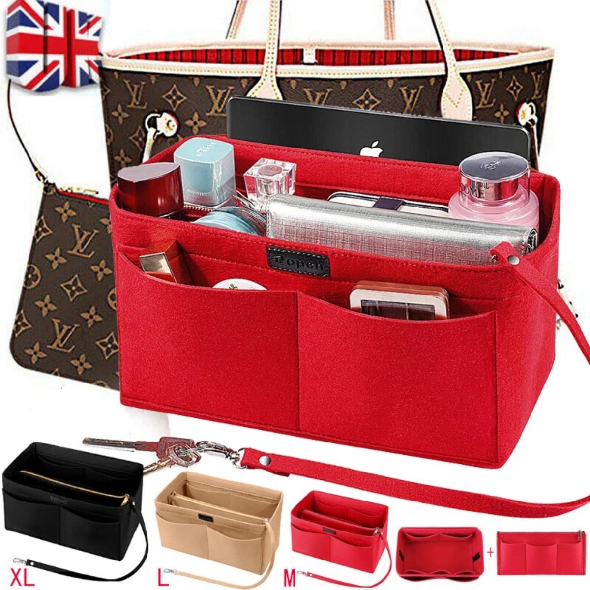 Women’s Handbag Organizer Felt Travel Insert Makeup Pouch