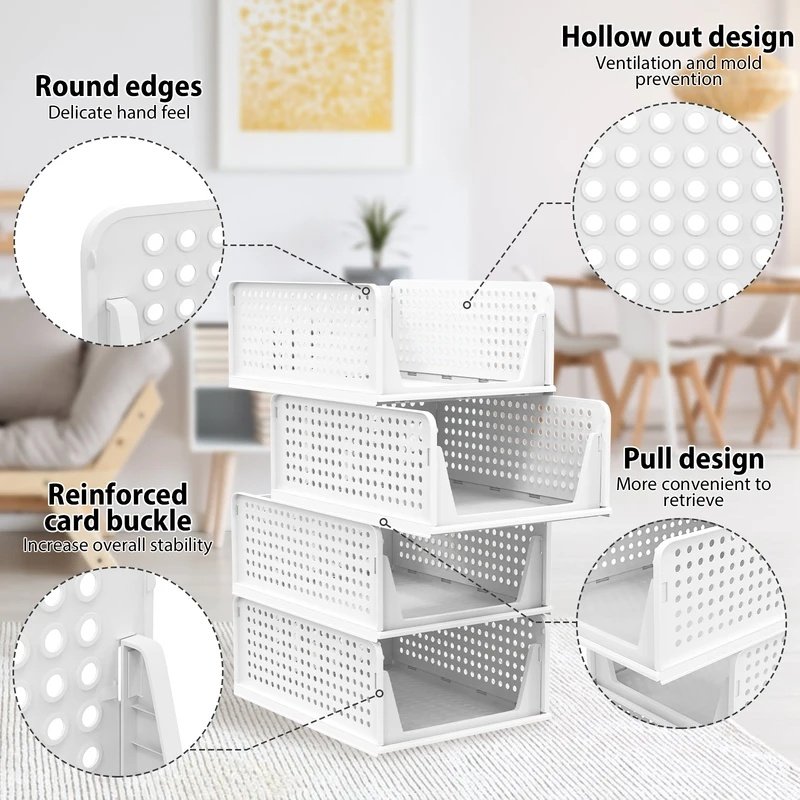 4-Pack Stackable Wardrobe & Clothes Storage Organisers - Image 6