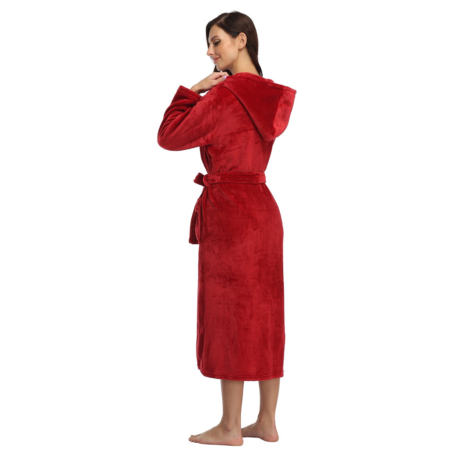 Women’s Plush Fleece Hooded Robe - Image 3